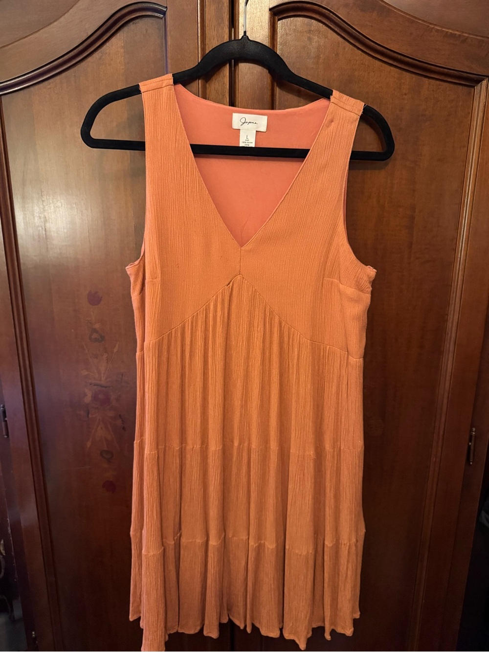 Japna Sleeveless V-Neck Tiered Dress in Warm Orange